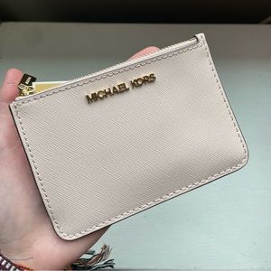 NWT Michael Kors Jet Set Travel Powder Blush Leather Coin Pouch